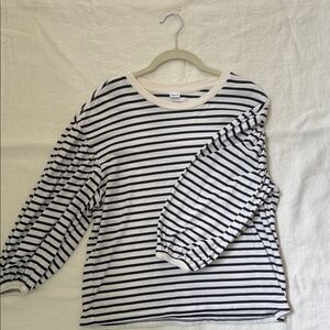 Clare V Navy and White Striped Top